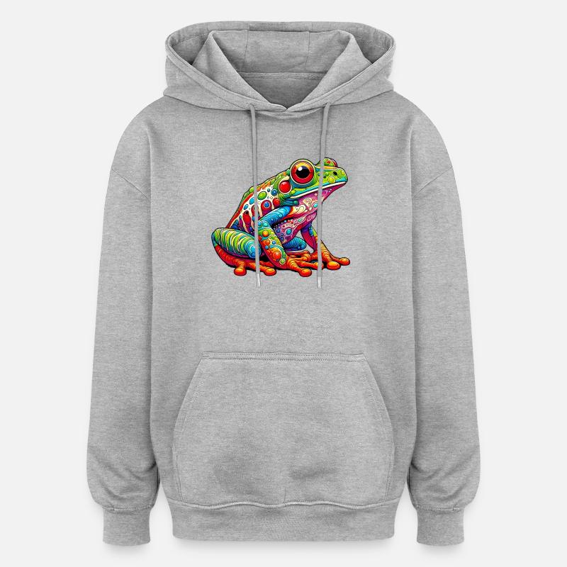Grenouille - Sweat à capuche oversize unisexe - gris chiné