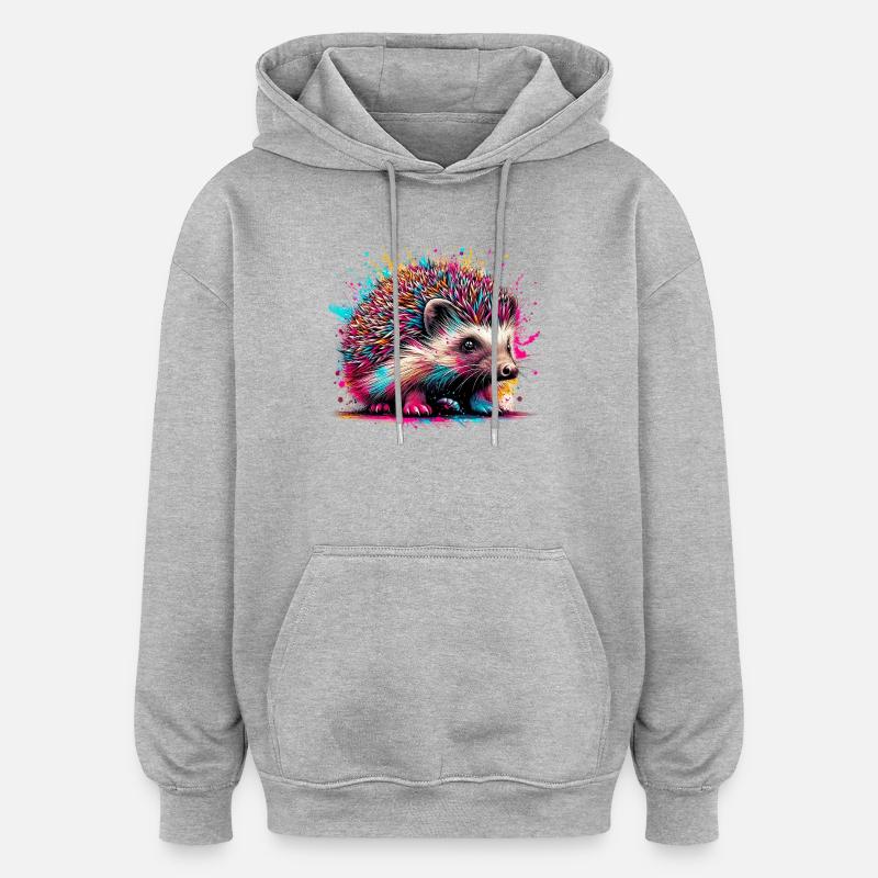 Hedgehog - Oversized Unisex Hoodie - heather grey
