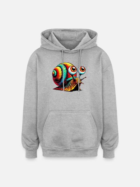 Escargot - Sweat à capuche oversize unisexe - gris chiné