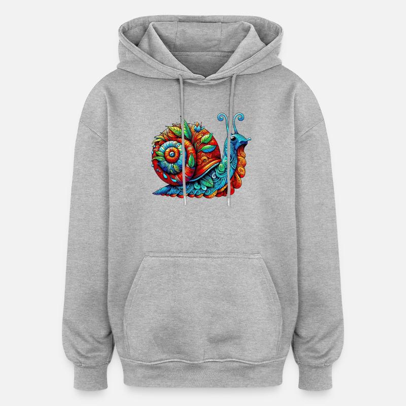 Escargot - Sweat à capuche oversize unisexe - gris chiné