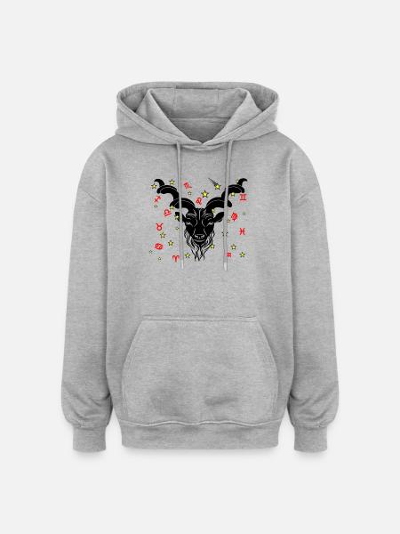 Sternzeichen Stern Logo Steinbock - Oversized Unisex Hoodie - Grau meliert