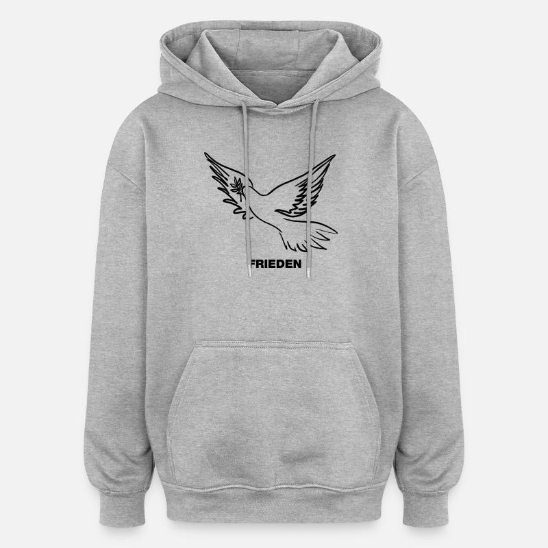 Frieden / Pace / Peace - Friedenstaube - Oversized Unisex Hoodie - Grau meliert