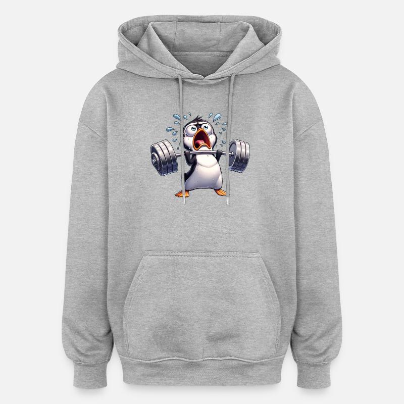 Entraînement d’haltères d’haltérophilie Penguin - Sweat à capuche oversize unisexe - gris chiné