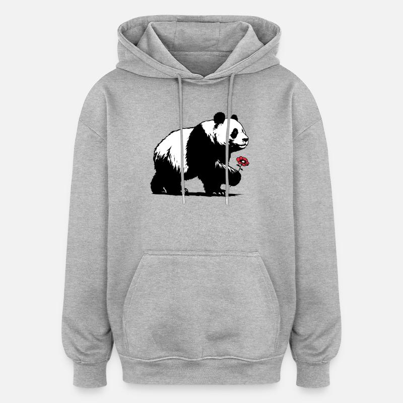 Panda - Sweat à capuche oversize unisexe - gris chiné