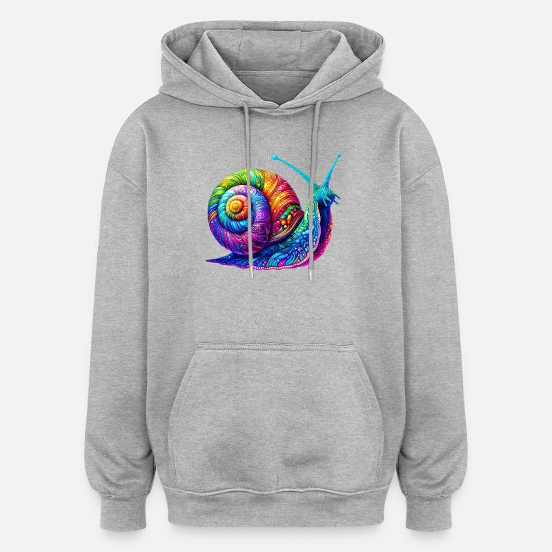 Escargot - Sweat à capuche oversize unisexe - gris chiné