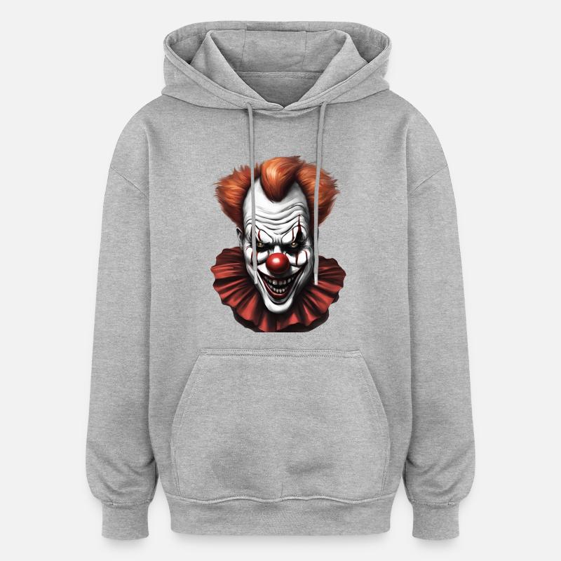 Clown Horreur Effrayant Helloween - Sweat à capuche oversize unisexe - gris chiné