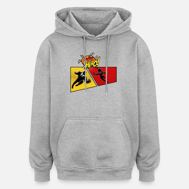 Superhero Pop Art Panel - Oversized Unisex Hoodie - heather grey
