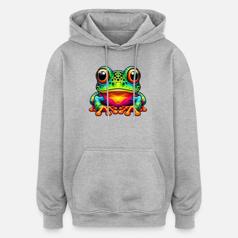 Frosch - Oversized Unisex Hoodie - Grau meliert