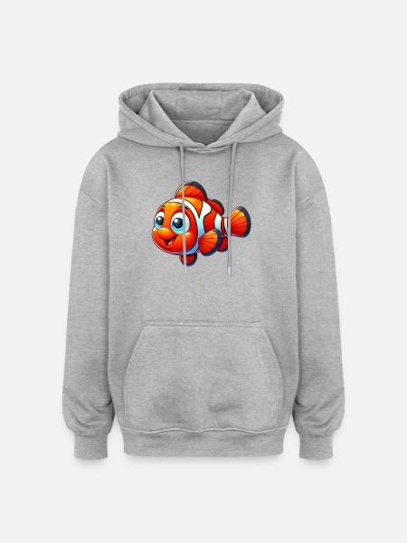 Poisson-clown - Sweat à capuche oversize unisexe - gris chiné