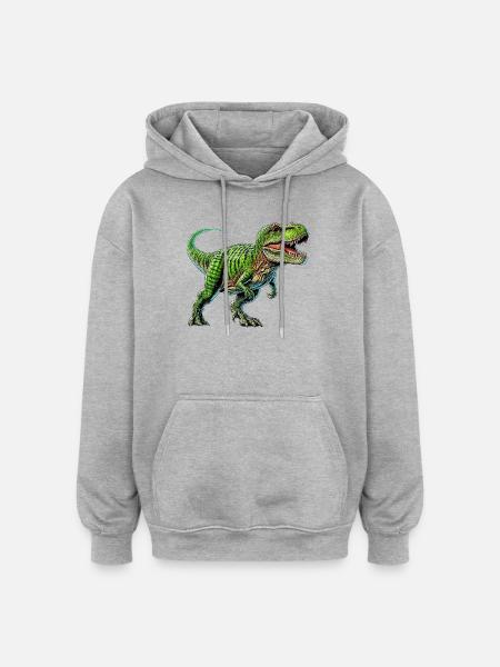 Dinosaur - Oversized Unisex Hoodie - heather grey