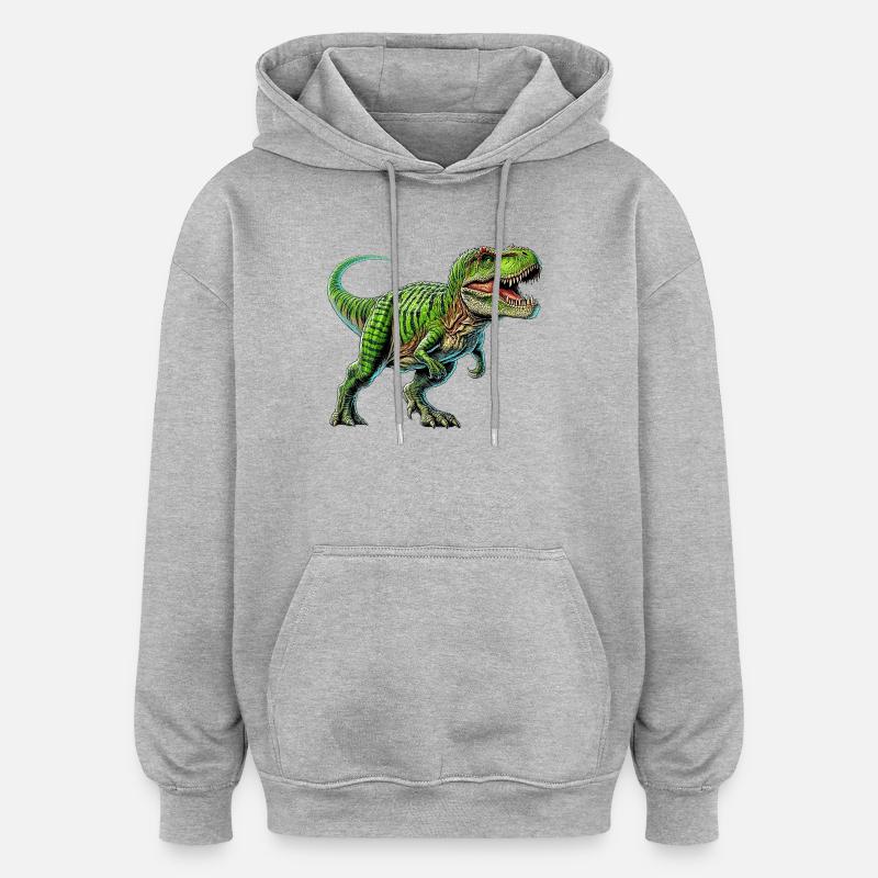 Dinosaurier - Oversized Unisex Hoodie - Grau meliert