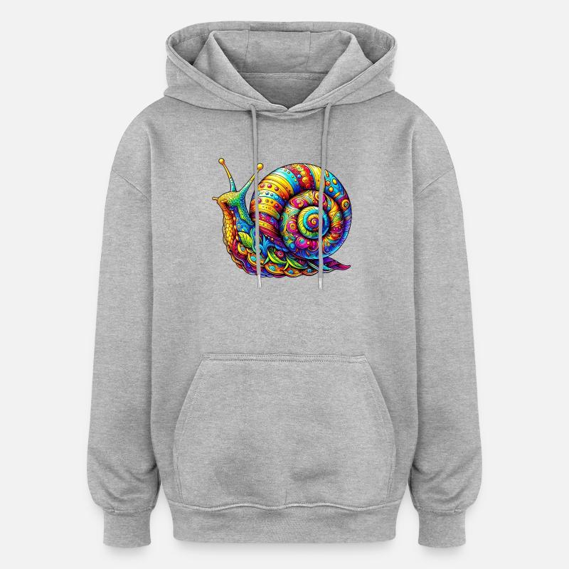 Escargot - Sweat à capuche oversize unisexe - gris chiné