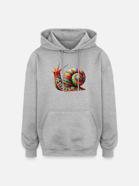 Schnecke - Oversized Unisex Hoodie - Grau meliert