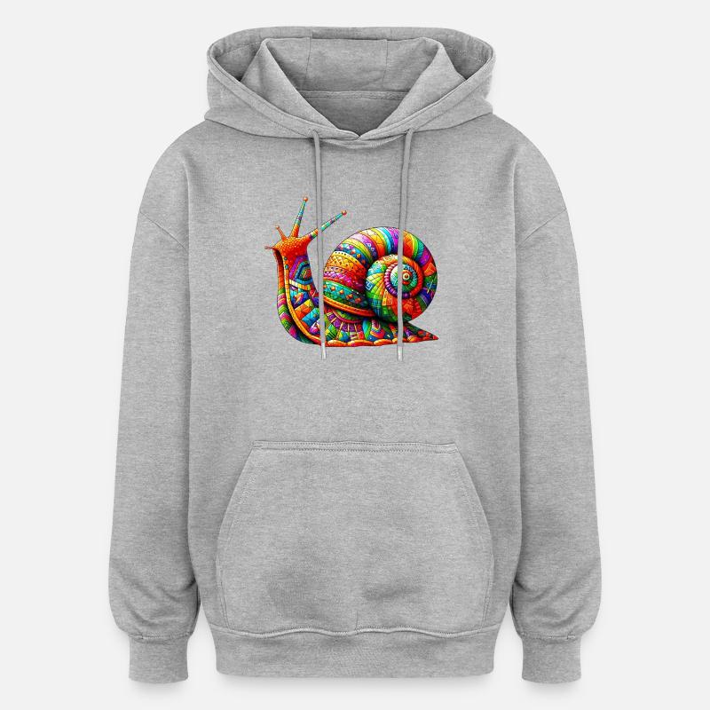 Escargot - Sweat à capuche oversize unisexe - gris chiné