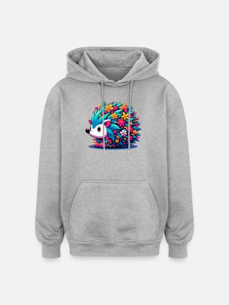 Hedgehog - Oversized Unisex Hoodie - heather grey