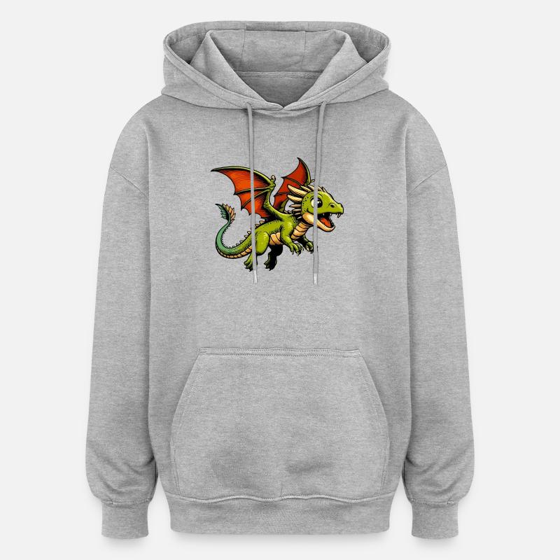 Drache - Oversized Unisex Hoodie - Grau meliert