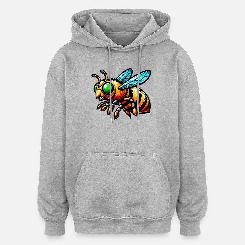 Abeille - Sweat à capuche oversize unisexe - gris chiné