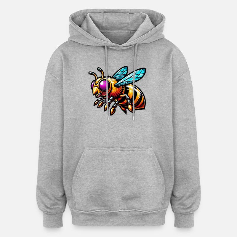 Abeille - Sweat à capuche oversize unisexe - gris chiné