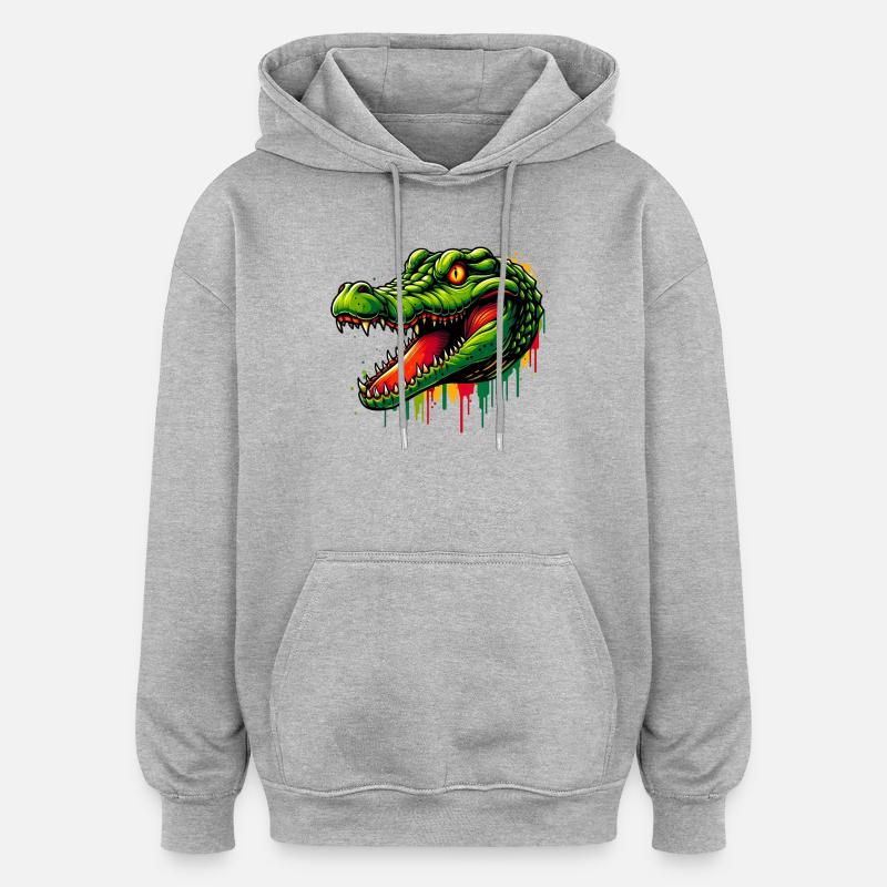 Alligator Crocodile - Sweat à capuche oversize unisexe - gris chiné