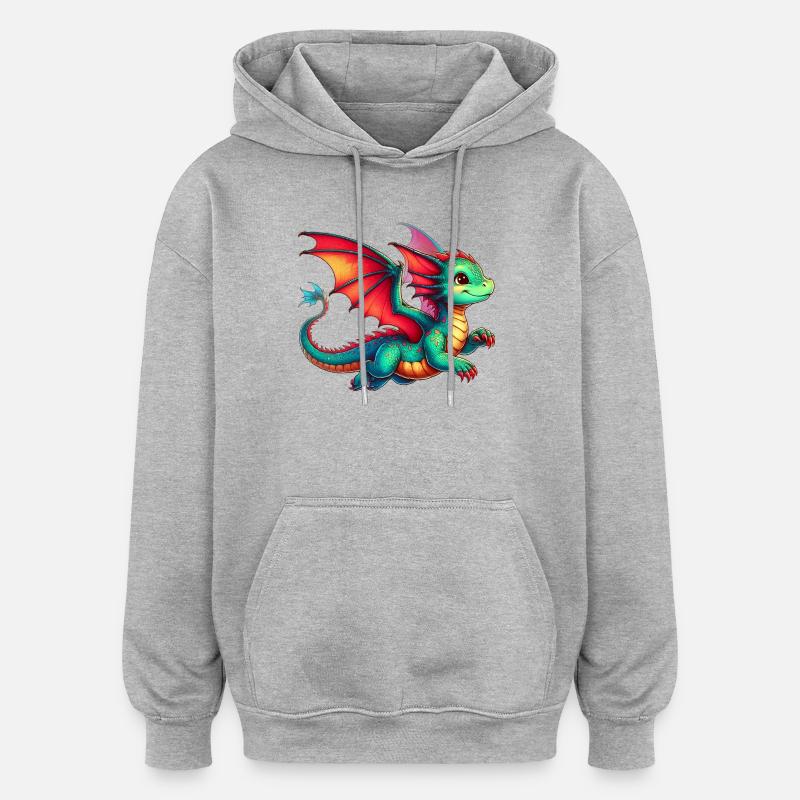Dragon - Oversized Unisex Hoodie - heather grey