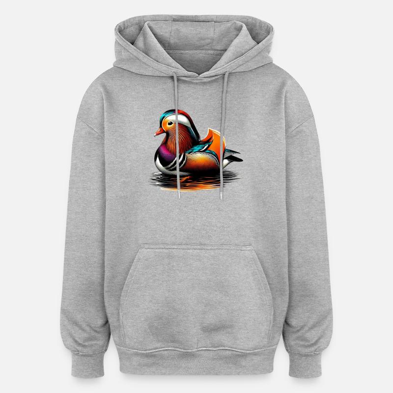 Canard mandarin - Sweat à capuche oversize unisexe - gris chiné