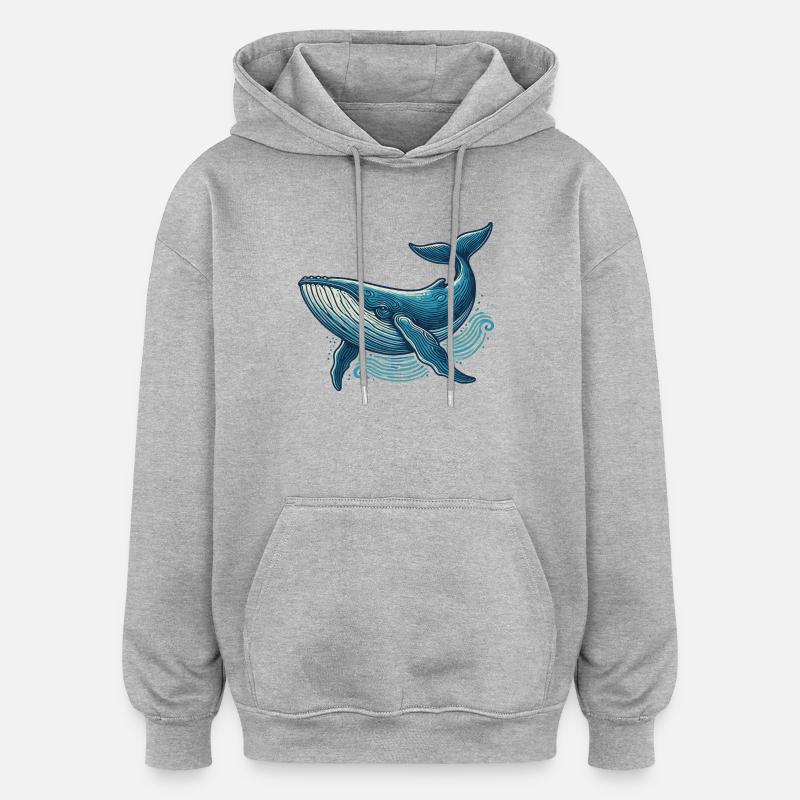 Blauwal - Oversized Unisex Hoodie - Grau meliert