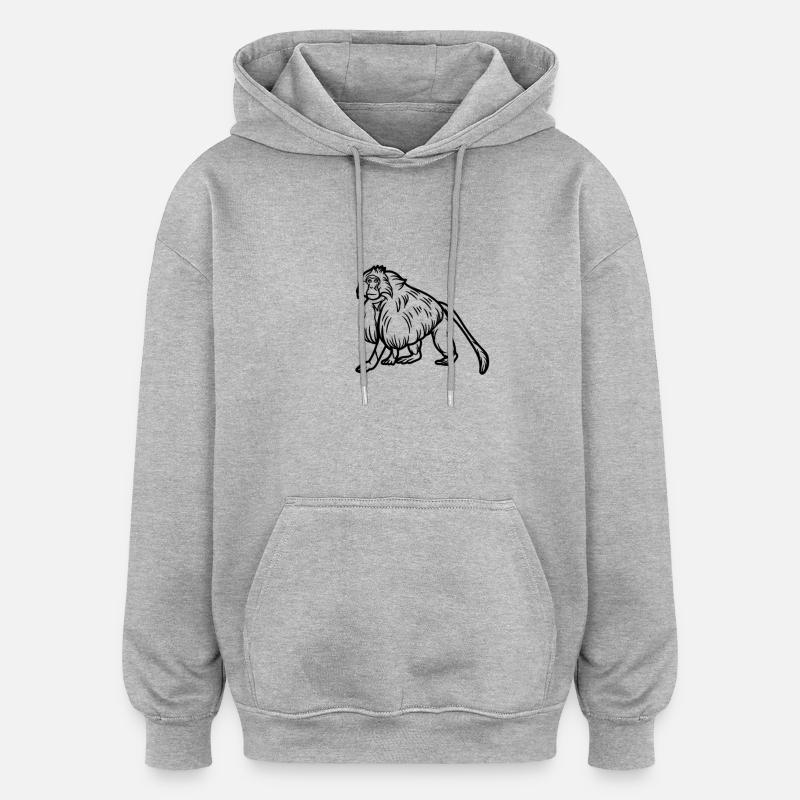 Gelada-Affe - Oversized Unisex Hoodie - Grau meliert