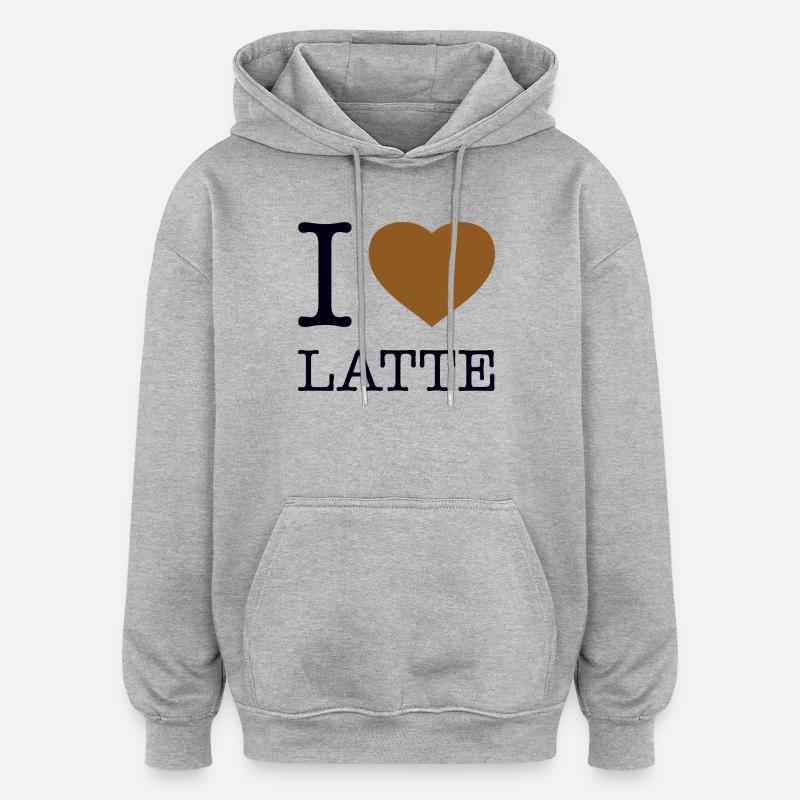 J’ADORE LE LATTE - Sweat à capuche oversize unisexe - gris chiné