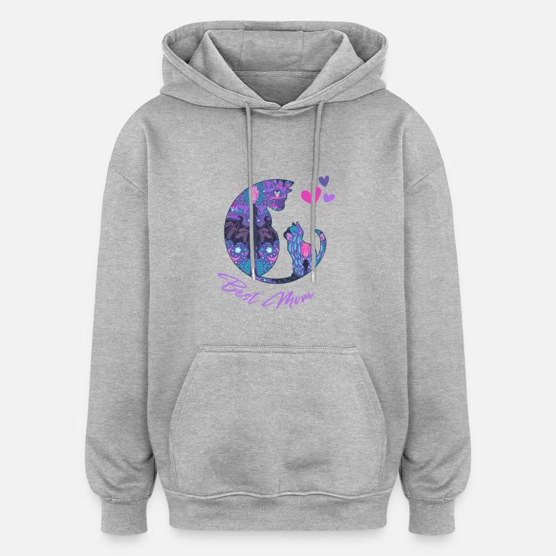 Magical Cat Love - Meilleure maman - Sweat à capuche oversize unisexe - gris chiné