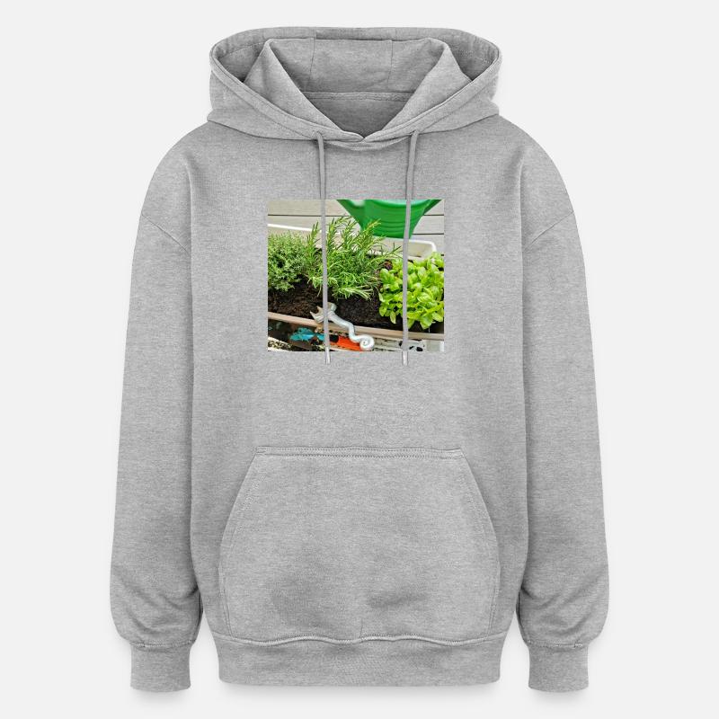 Herbe - Sweat à capuche oversize unisexe - gris chiné