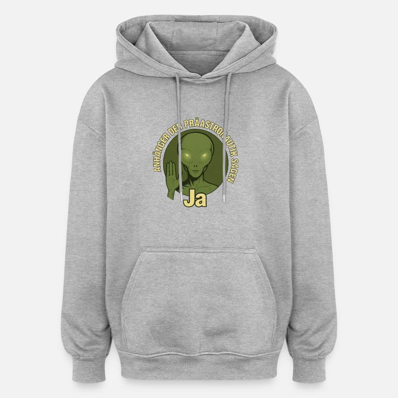 Adeptes de la pré-astronautique - Sweat à capuche oversize unisexe - gris chiné