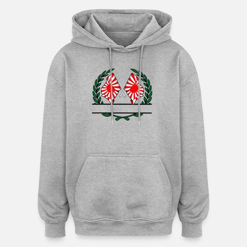 Soleil levant avec espace de noms - Sweat à capuche oversize unisexe - gris chiné