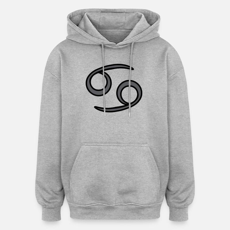 Simbolo del segno zodiacale del Cancro nero e grigio - Felpa con cappuccio unisex oversize - grigio melange
