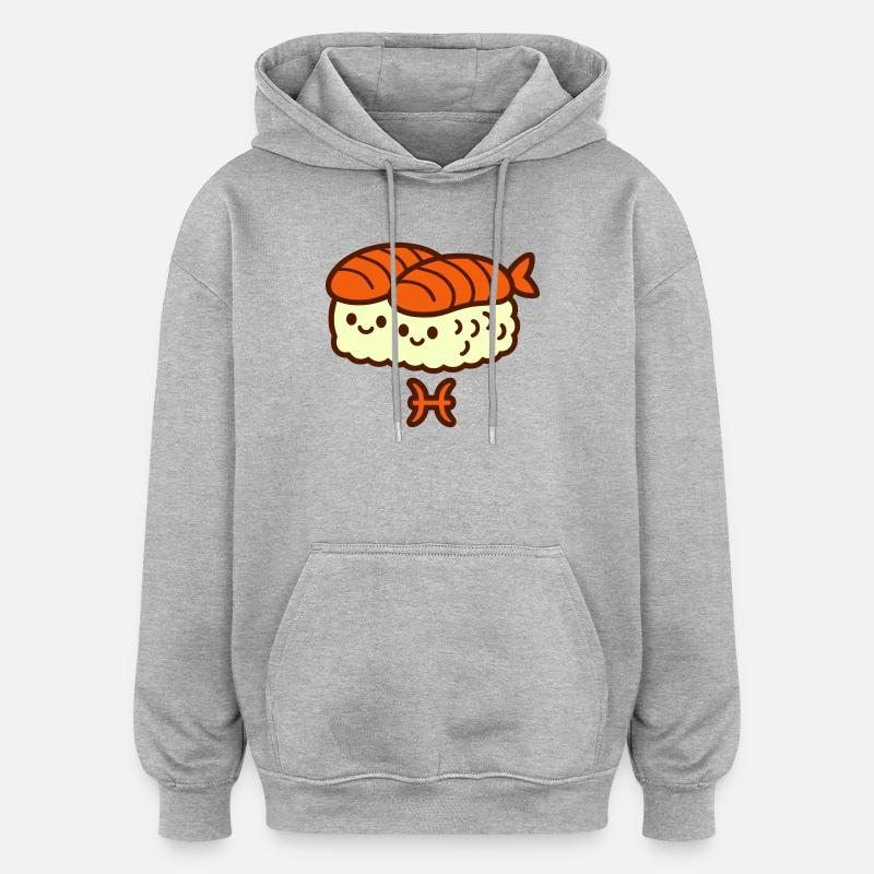 Poissons Zodiaque Foodie - Sweat à capuche oversize unisexe - gris chiné