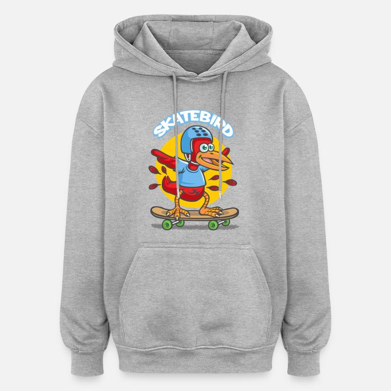 Raie - Sweat à capuche oversize unisexe - gris chiné
