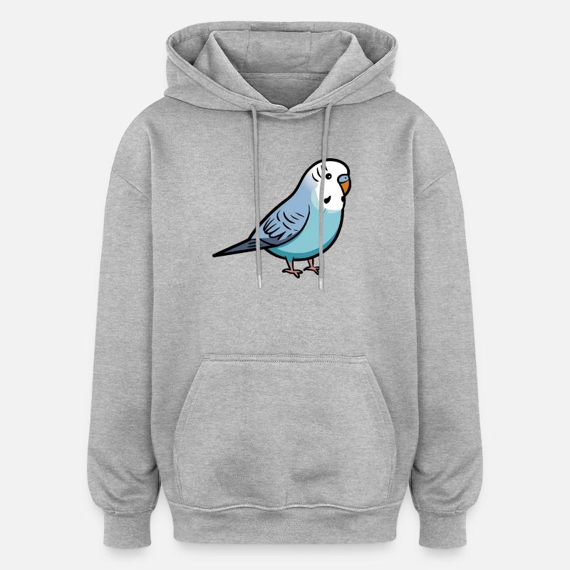 Amoureux des oiseaux perruches bleues - Sweat à capuche oversize unisexe - gris chiné