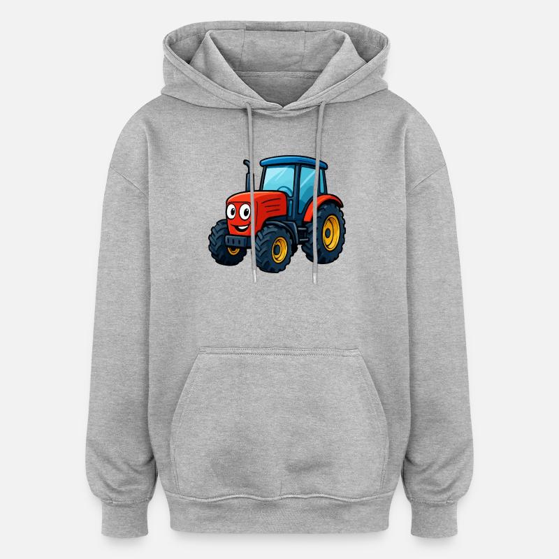 Lustiger Bauernhof Traktor Druck - Oversized Unisex Hoodie - Grau meliert