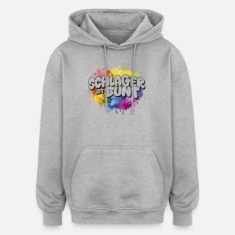 Schlager ist bunt  Regenbogen LSBTIQ - Oversized Unisex Hoodie - Grau meliert