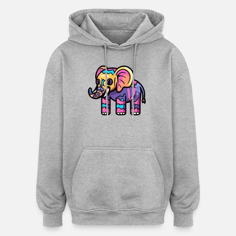 Éléphant Halloween Zombie - Sweat à capuche oversize unisexe - gris chiné