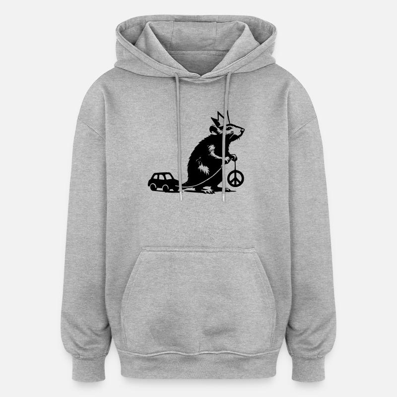 Rat royal avec jouet - Sweat à capuche oversize unisexe - gris chiné