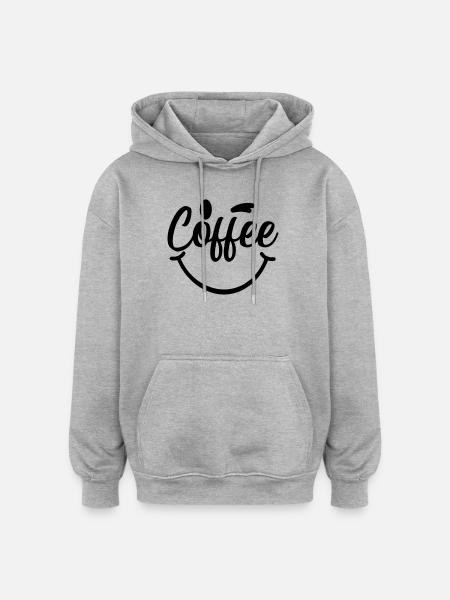 Coffee_Smile - Sweat à capuche oversize unisexe - gris chiné