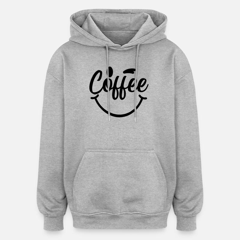 Coffee_Smile - Sweat à capuche oversize unisexe - gris chiné