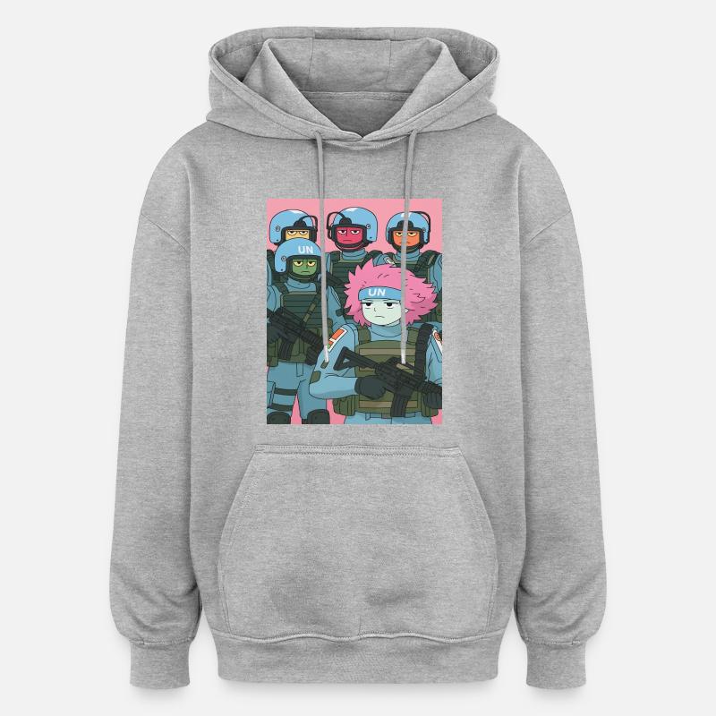 Parodie de troupe de dessins animés - Sweat à capuche oversize unisexe - gris chiné