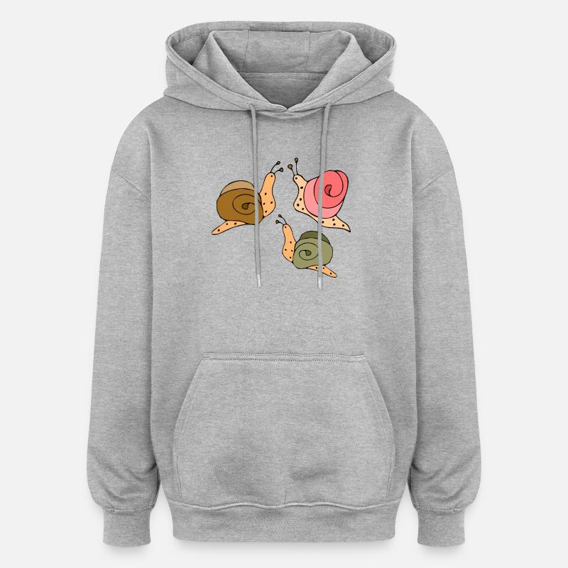 Escargots - Sweat à capuche oversize unisexe - gris chiné