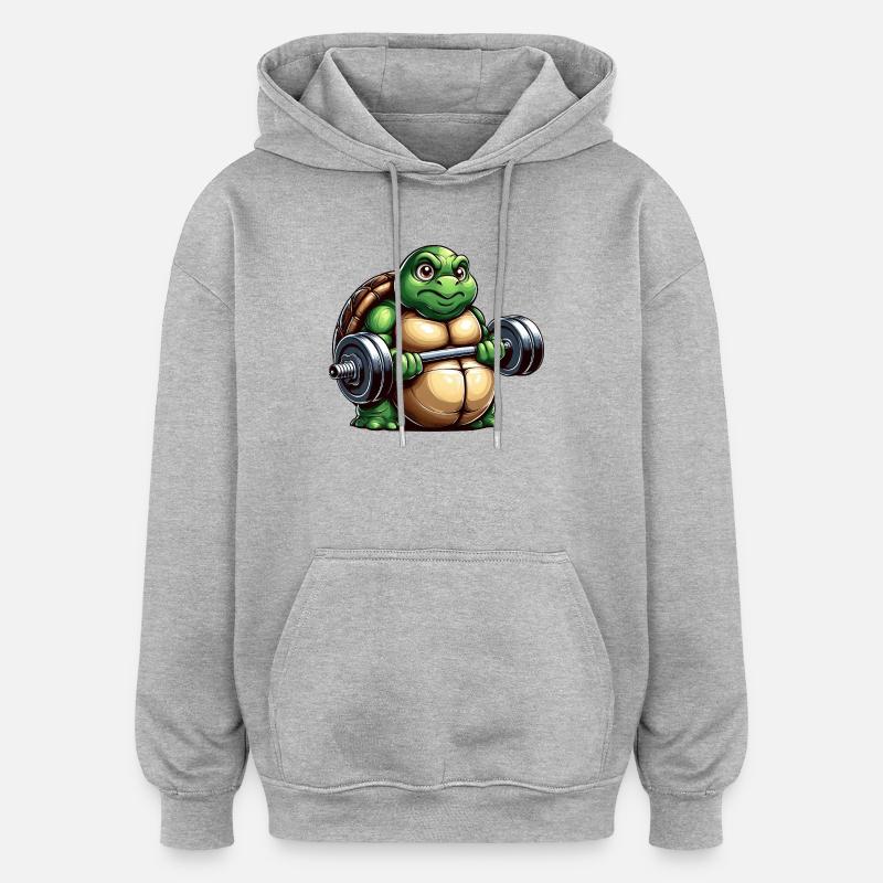 Entraînement avec haltères Grim Turtle - Sweat à capuche oversize unisexe - gris chiné