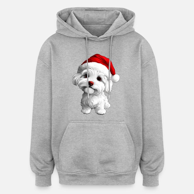 Noël chiot - Sweat à capuche oversize unisexe - gris chiné