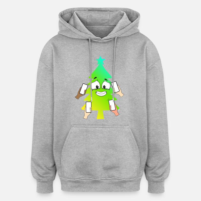 Sapin connecté joyeux - Sweat à capuche oversize unisexe - gris chiné