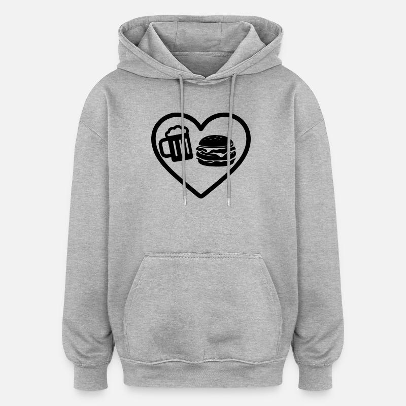 Bière Heart Burger - Sweat à capuche oversize unisexe - gris chiné