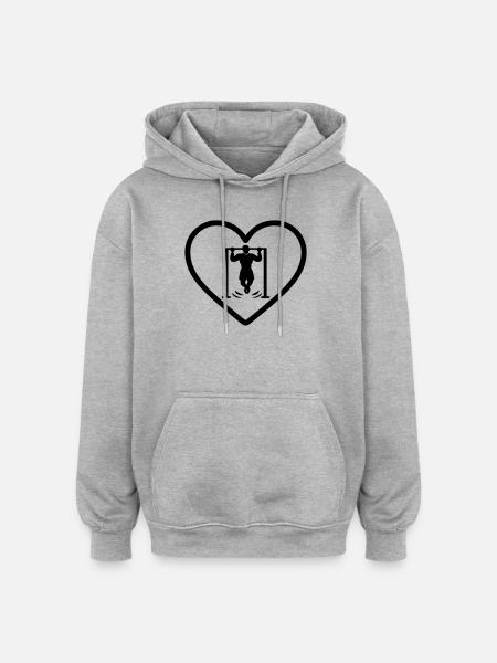 Heart Street Workout - Oversized Unisex Hoodie - heather grey