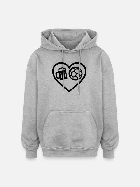 Heart Handball Bier - Oversized Unisex Hoodie - Grau meliert